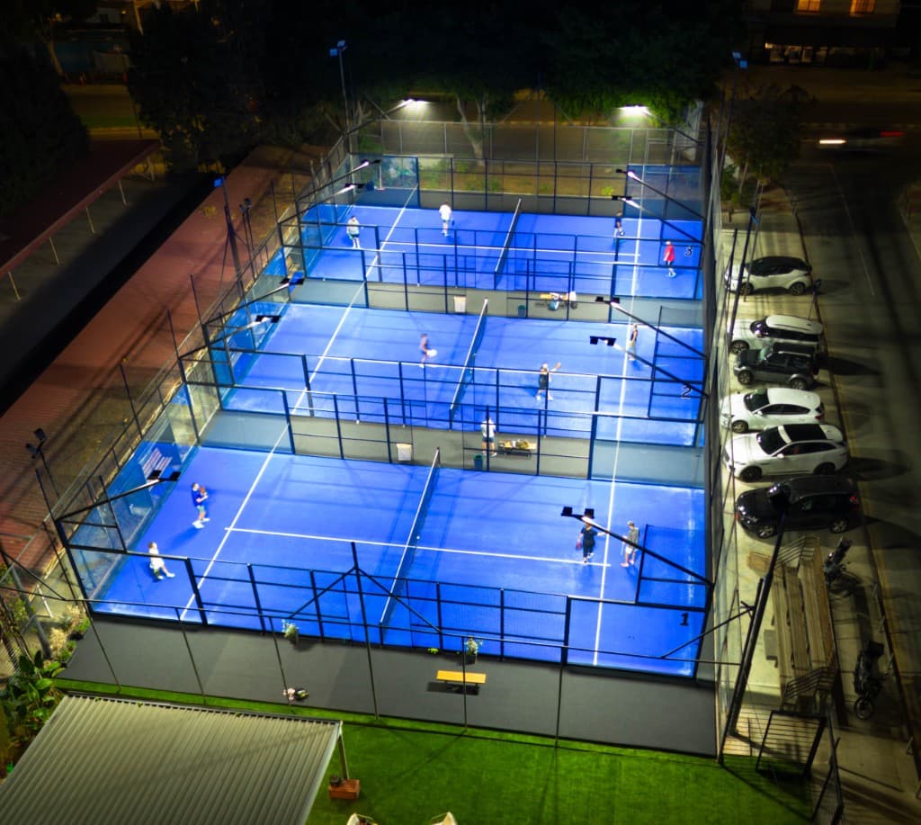 4U PADEL courts at night in Limassol